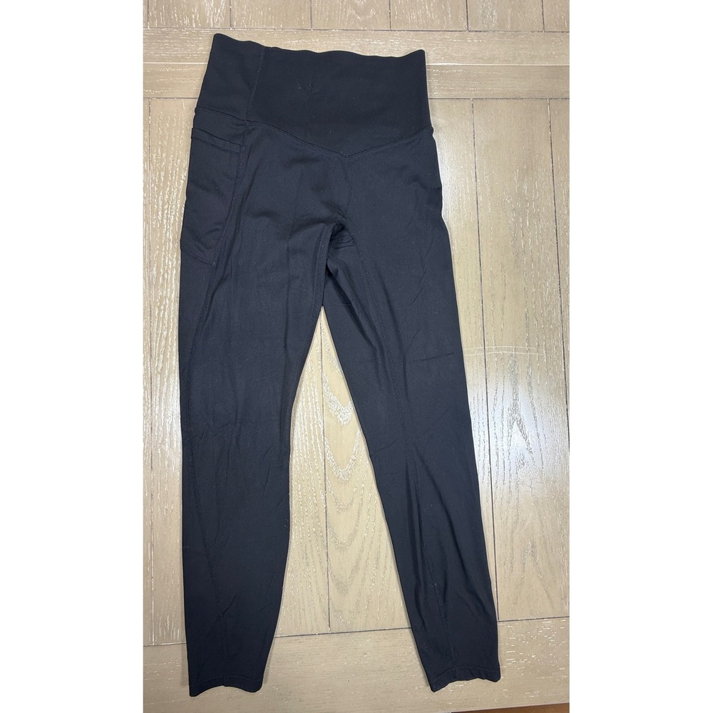 Halara Leggings Small‎ Black 7/8 Length High Waisted Crossover Side Pockets
